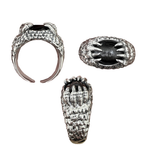 Cage Ring-Silver Obsidian SV