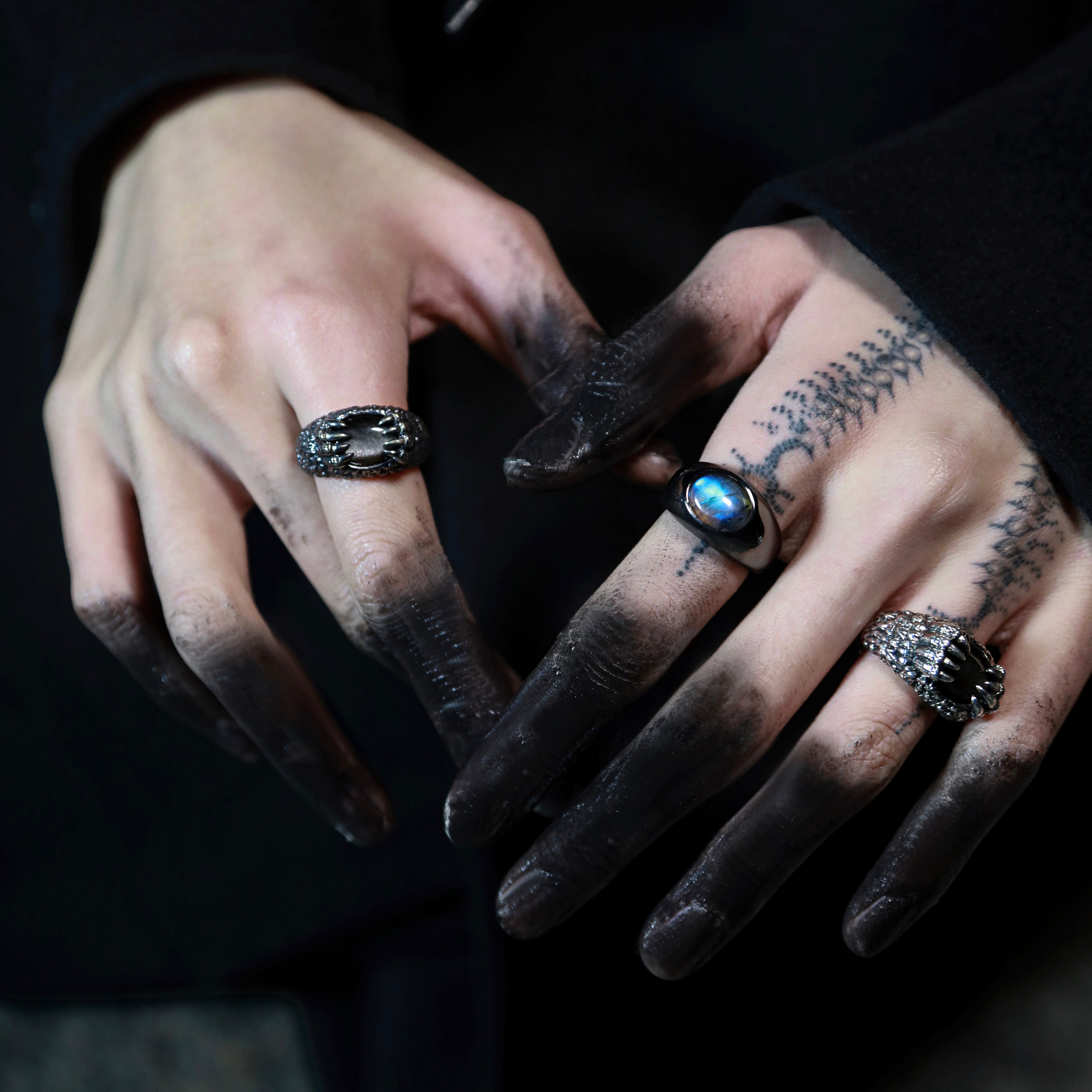 Cage Ring-Silver Obsidian SV