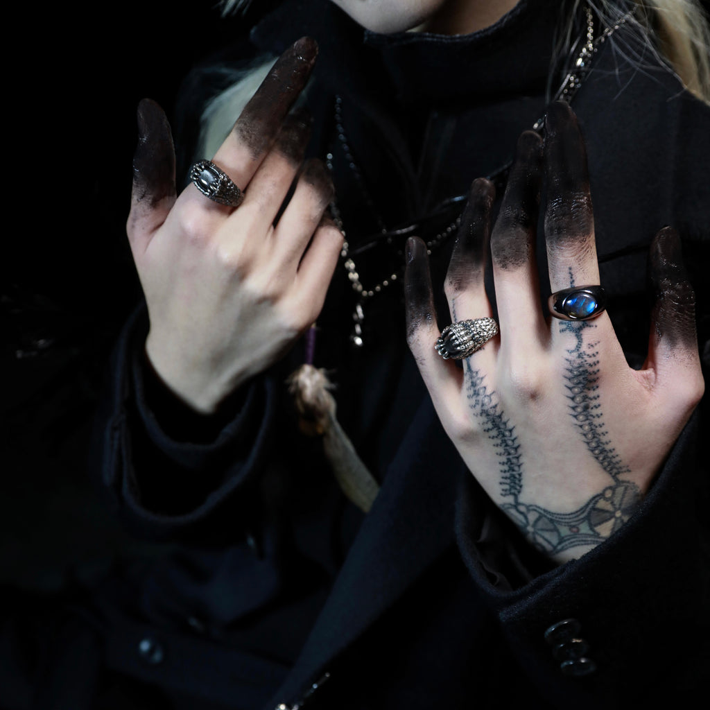 Cage Ring-Silver Obsidian BK