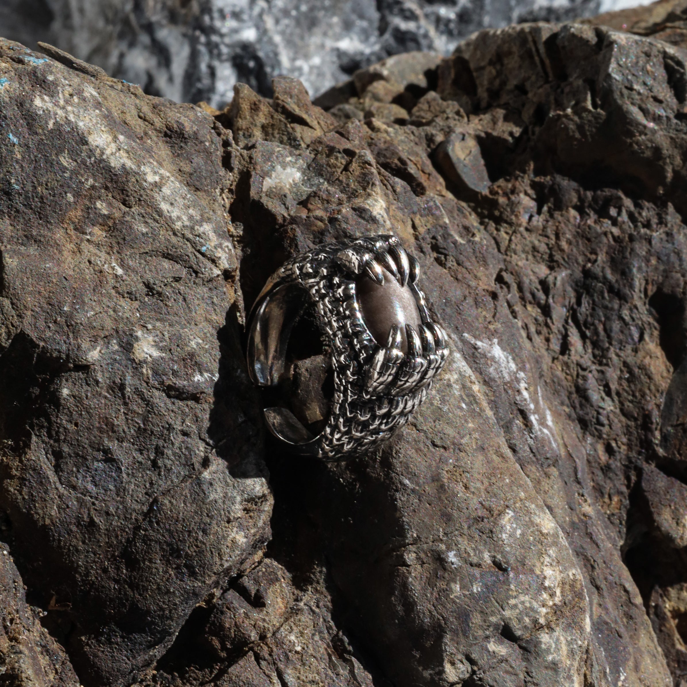 Cage Ring-Silver Obsidian SV