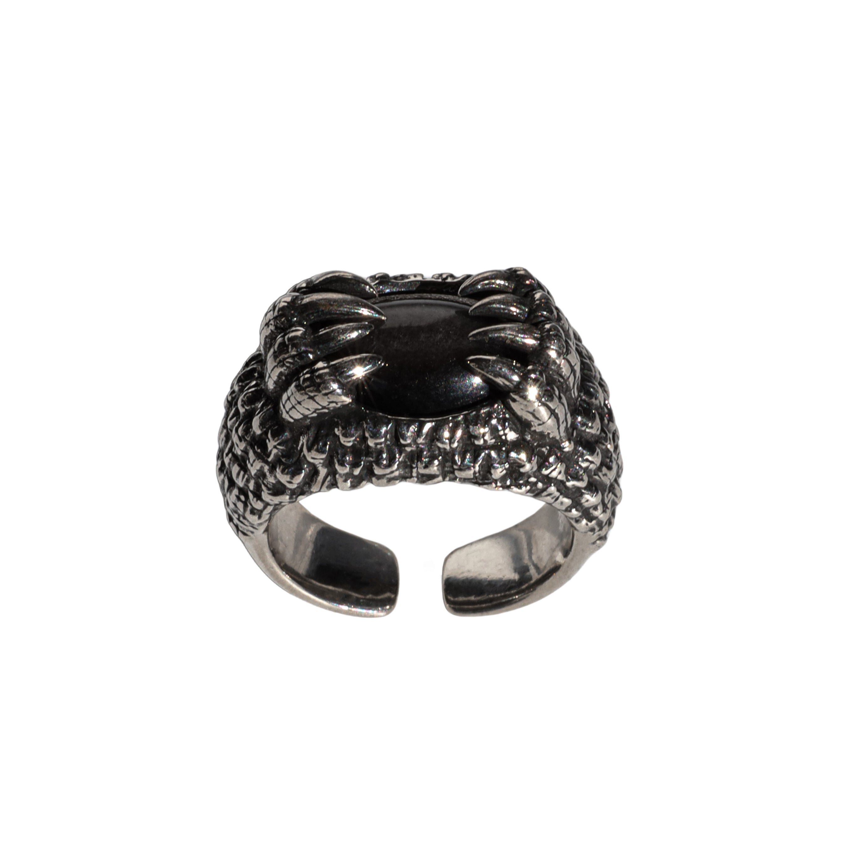 Cage Ring-Silver Obsidian SV