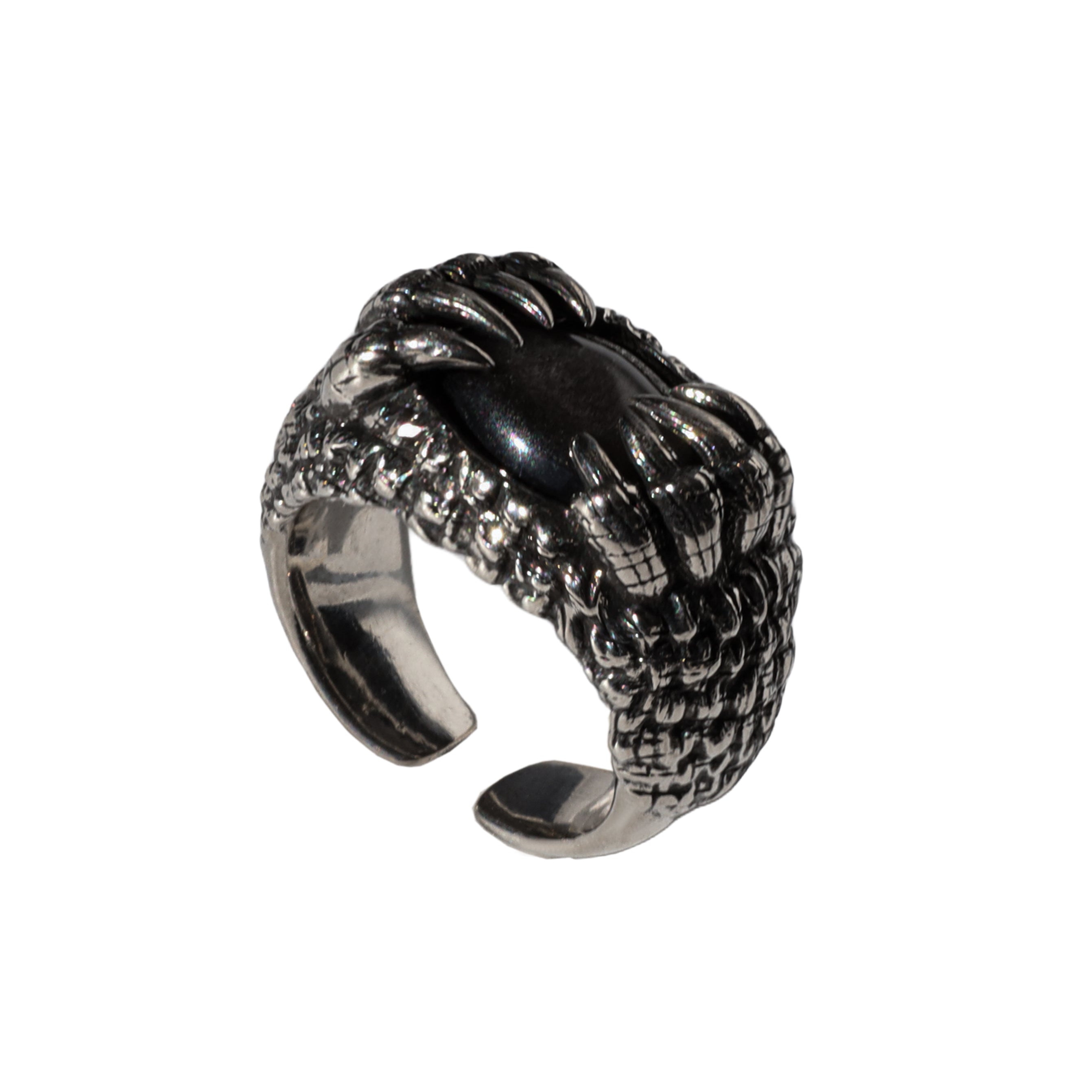 Cage Ring-Silver Obsidian SV